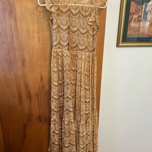 Joyfolie Tan Lace Maxi Dress